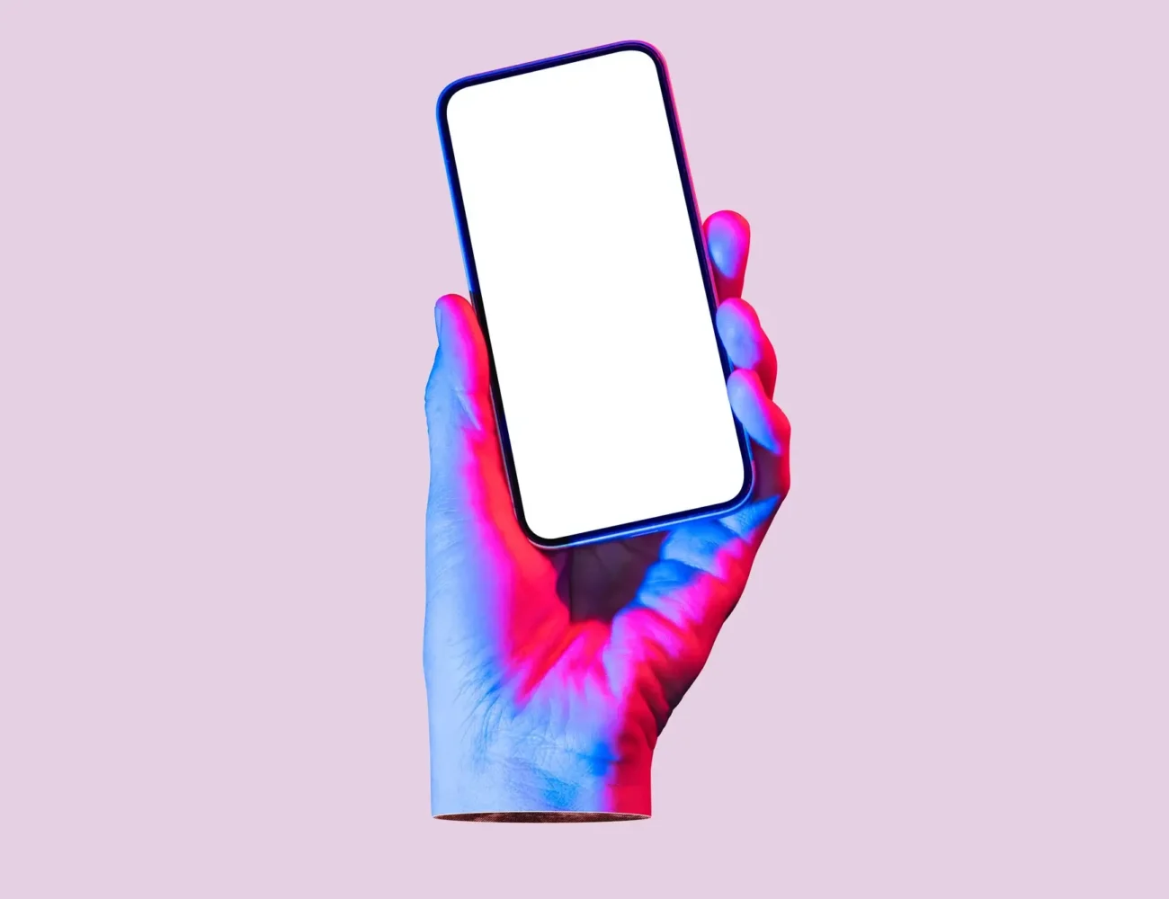 Floating hand holding phone